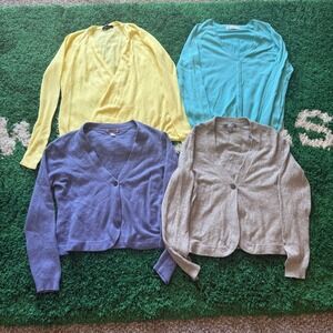Bundle 4 Cardigans Sweaters Yellow Blue Purple Gray Charter Club Forever 21 Zara